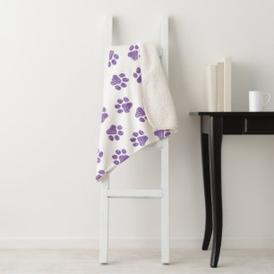 Doodle Paws, Dog Paws, Purple Paws Sherpa Blanket