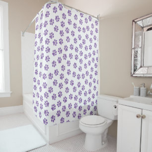 Doodle Paws, Dog Paws, Purple Paws Shower Curtain