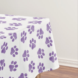 Doodle Paws, Dog Paws, Purple Paws Tablecloth