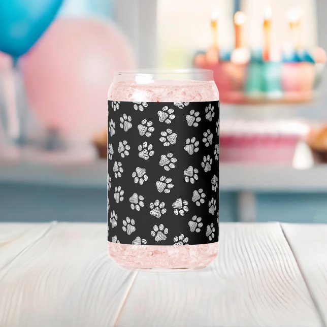 Doodle Paws, Dog Paws, White Paws Can Glass (Insitu (Baby Shower))