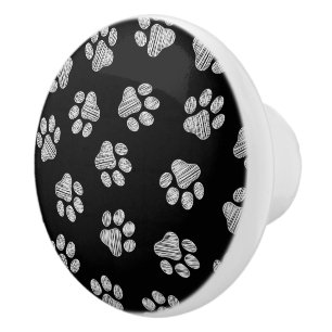 Doodle Paws, Dog Paws, White Paws Ceramic Knob