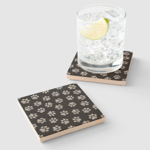 Doodle Paws, Dog Paws, White Paws Stone Coaster
