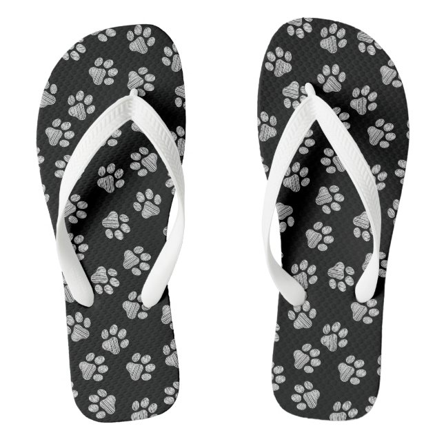 Doodle Paws, Dog Paws, White Paws Thongs (Footbed)
