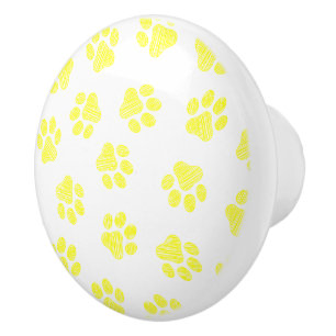 Doodle Paws, Dog Paws, Yellow Paws Ceramic Knob