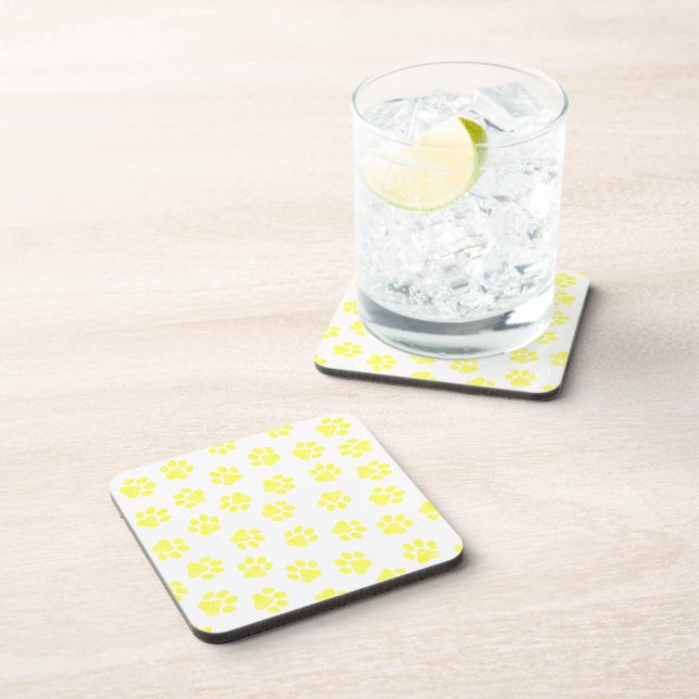 Doodle Paws, Dog Paws, Yellow Paws Coaster (Right Side)