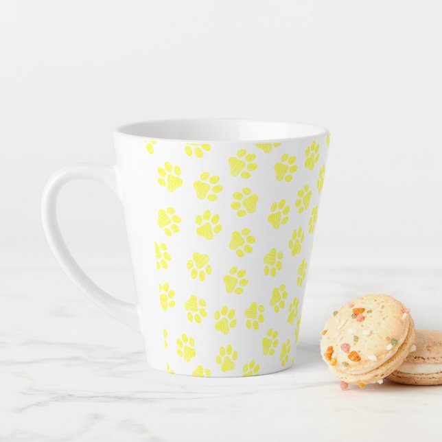 Doodle Paws, Dog Paws, Yellow Paws Latte Mug (In Situ)