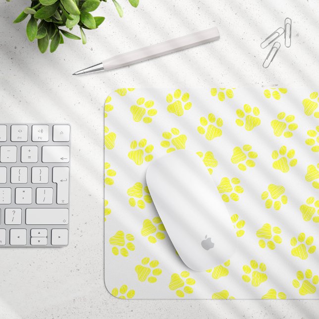 Doodle Paws, Dog Paws, Yellow Paws Mouse Pad (Creator Uploaded)