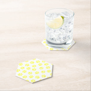 Doodle Paws, Dog Paws, Yellow Paws Paper Coaster