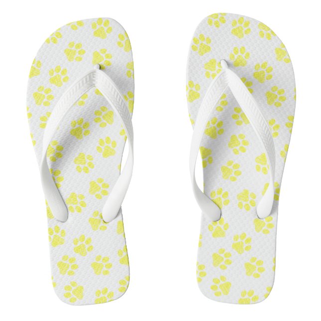 Doodle Paws, Dog Paws, Yellow Paws Thongs (Footbed)