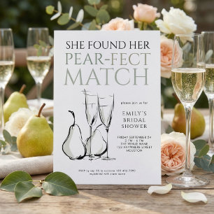 Doodle Pear-fect Match Bridal Shower Invitation