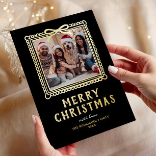 Doodle Photo Frame Christmas Foil Holiday Card