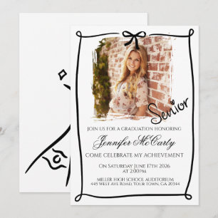 Doodle Photo Modern School Graduation Invitation