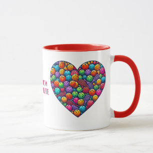 Doodle Pickleball and Paddle Heart Sweatshirt Pick Mug