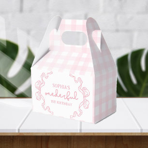 Doodle Pink Bow Baby Girl 1st Birthday Favour Box