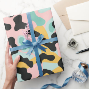 Doodle Pink Mint Pastel Leopard Spots Wrapping Paper
