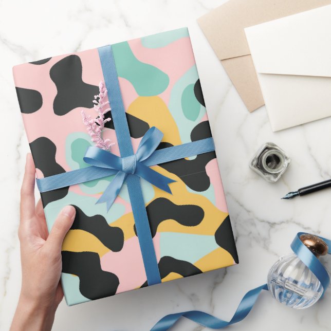 Doodle Pink Mint Pastel Leopard Spots Wrapping Paper (Gifting)