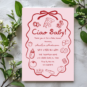 doodle Pizza Italian Ciao Baby Shower Invitation