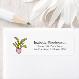 Doodle Potted Plant Botanical Return Address Label