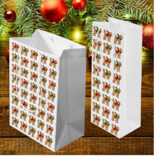 Doodle Puppy Dog Christmas Holiday Medium Gift Bag