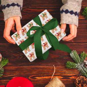 Doodle Puppy Dog Christmas Holiday Wrapping Paper