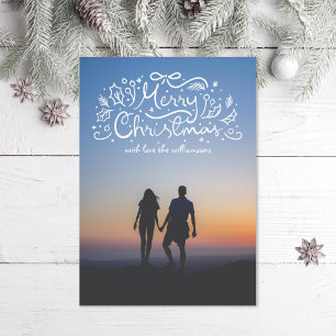 Doodle Ribbon Merry Christmas Festive Photo Holiday Card