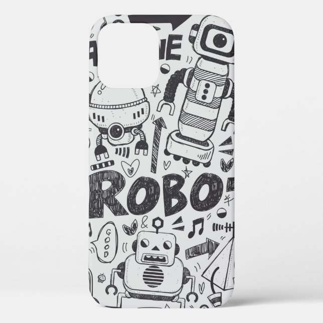 doodle robot element, illustrator line tools drawi Case-Mate iPhone case (Back)