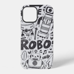 doodle robot element, illustrator line tools drawi iPhone 12 case