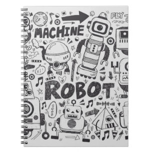 Doodle Robot Illustrator Drawing Notebook