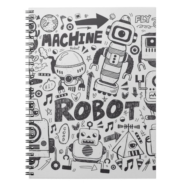Doodle Robot Illustrator Drawing Notebook (Front)