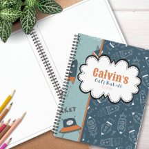 Doodle Rockets in Space Blue Pattern Name Sketch