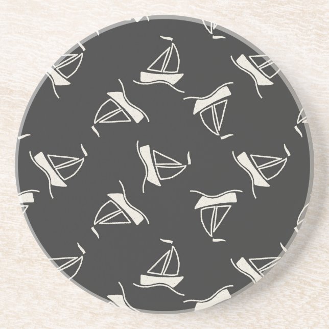 Doodle Sailboat Pattern Coaster (Front)