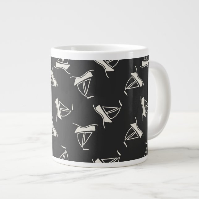 Doodle Sailboat Pattern Large Coffee Mug (Front Right)