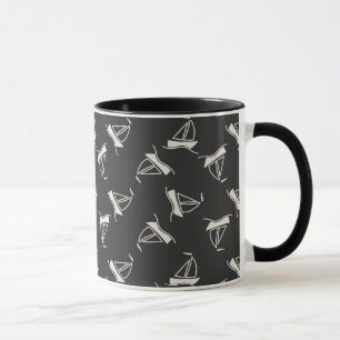 Doodle Sailboat Pattern Mug