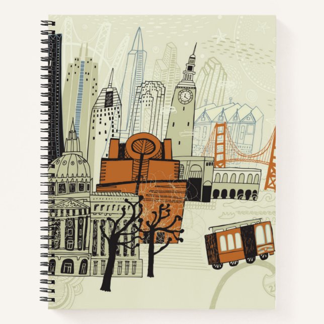 Doodle San Francisco Scene Notebook (Front)