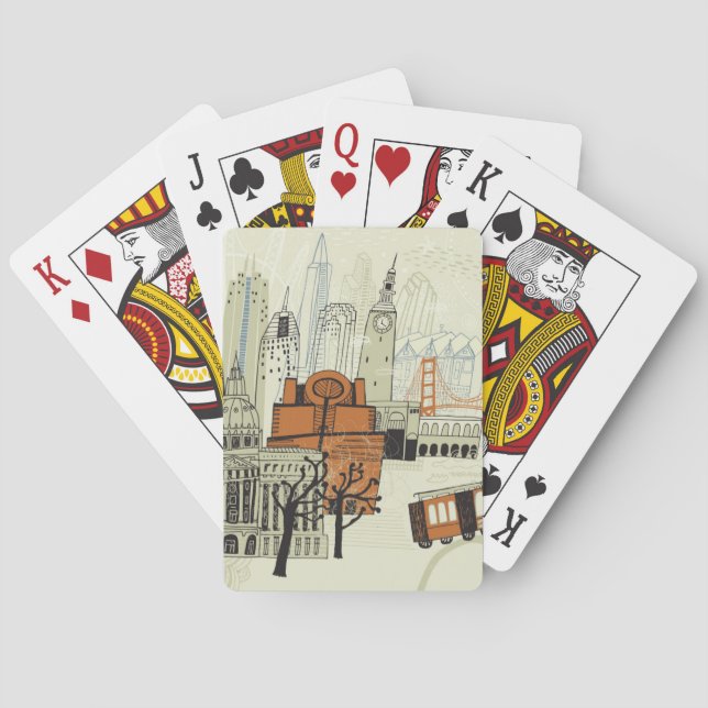Doodle San Francisco Scene Playing Cards (Back)