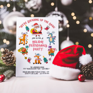 Doodle Santa's Rounding up the Gang Friendsmas Invitation