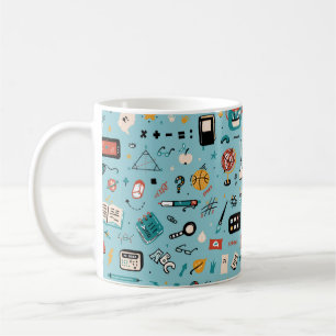 Doodle School Supplies Icons vintage Seamless Patt Coffee Mug
