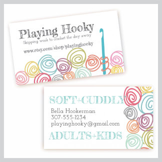 Doodle scribble yarn crochet hook business card