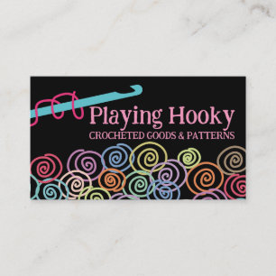 Doodle scribble yarn crochet hook craft show business card