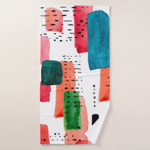 Doodle seamless pattern of watercolor orange and b bath towel