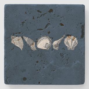 Doodle Seashells in Your Choice Background Colour Stone Coaster