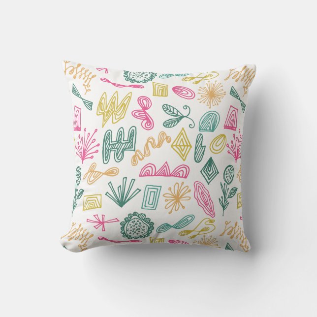 doodle shapes abstract patterned pillow (Front)