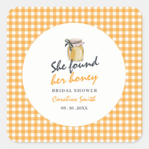 doodle She Found Her Honey bridal shower Square Sticker