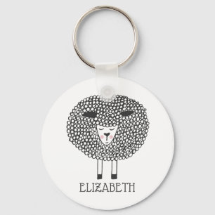 Doodle Sheep Personalised Key Ring