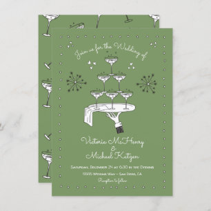 Doodle Sketch Funky Champagne Wedding Invitation