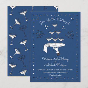 Doodle Sketch Funky Champagne Wedding Invitation