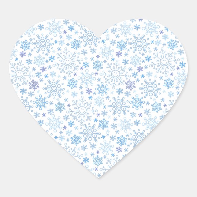 Doodle Snowflake on a white background Heart Sticker (Front)