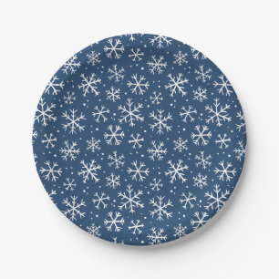 Doodle snowflake pattern – winter christmas paper plate