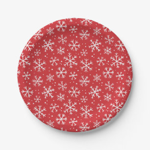 Doodle snowflake pattern – winter christmas paper plate