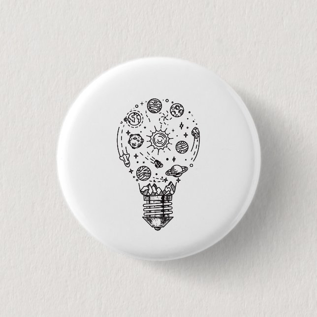 Doodle Solar System in Bulb 3 Cm Round Badge (Front)